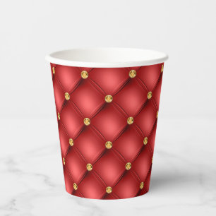 Gobelets En Papier Coupes en papier poli Diamond Or Rouge
