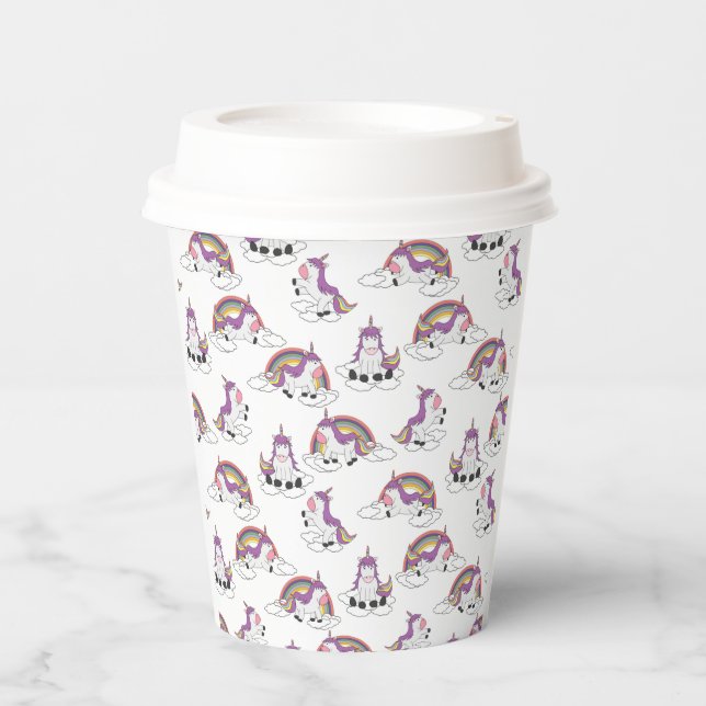 Gobelets En Papier Coupes en papier Rainbow Unicorns (Recto)