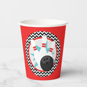 Gobelets En Papier Coupes en papier Red Retro Chevron Bowling