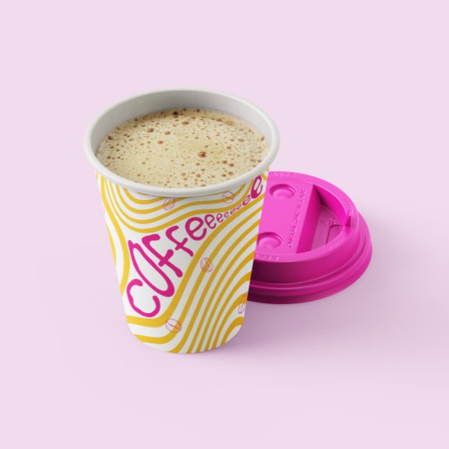 Gobelets En Papier Coupes en papier vibré rose café (Introducing our pink vibrant coffee paper cups – the perfect blend of style and functionality!)