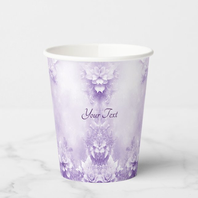 Gobelets En Papier Coupes en papier violet blanc Fleurs (Gauche)