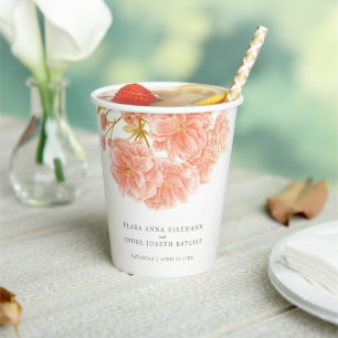 Gobelets En Papier Coupes mariages de fleurs d'aquarelle de fleurs de