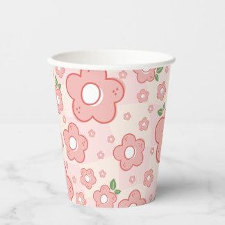 Gobelets En Papier Coupes Papier Fleurs Rose Cute