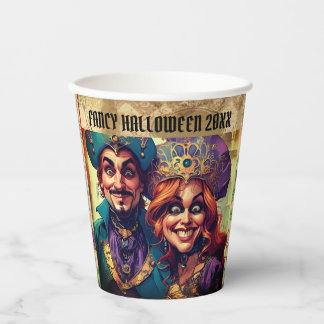 Gobelets En Papier Couple de caricature fou habillé en violet