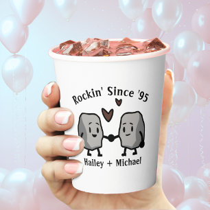 Gobelets En Papier Couple de jeunes mariés Rock Pun Cute Anniversaire