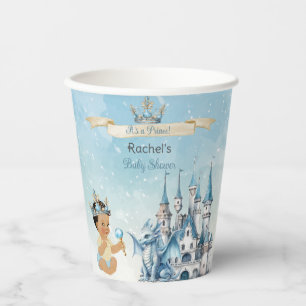 Gobelets En Papier Couronne de dragon de château du prince royal bleu