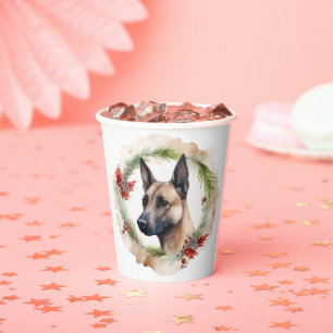 Gobelets En Papier Couronne de Noël festive de Malinois belge
