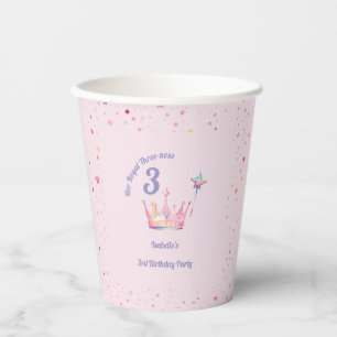 Gobelets En Papier Couronne de Princesse 3ème Anniversaire Royalité T