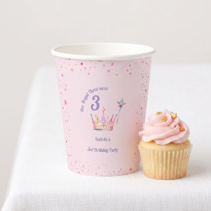 Gobelets En Papier Couronne de Princesse 3ème Anniversaire Royalité T