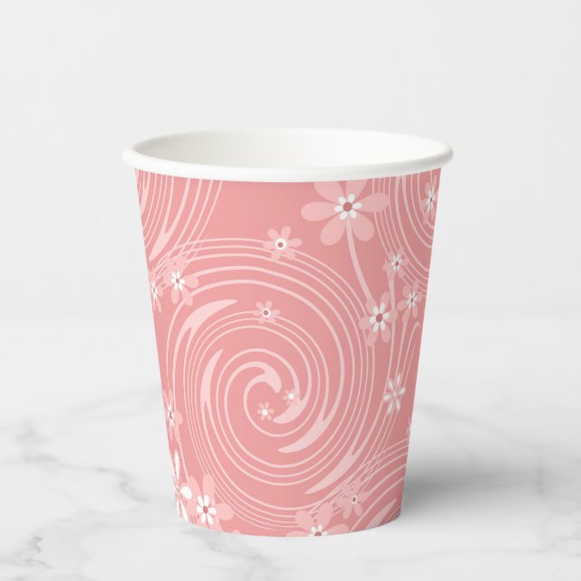 Gobelets En Papier Coussin rond motif rétro (Recto)