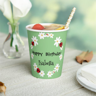 Gobelets En Papier Coute Polka point Ladybug Daisy Flower fête d'anni