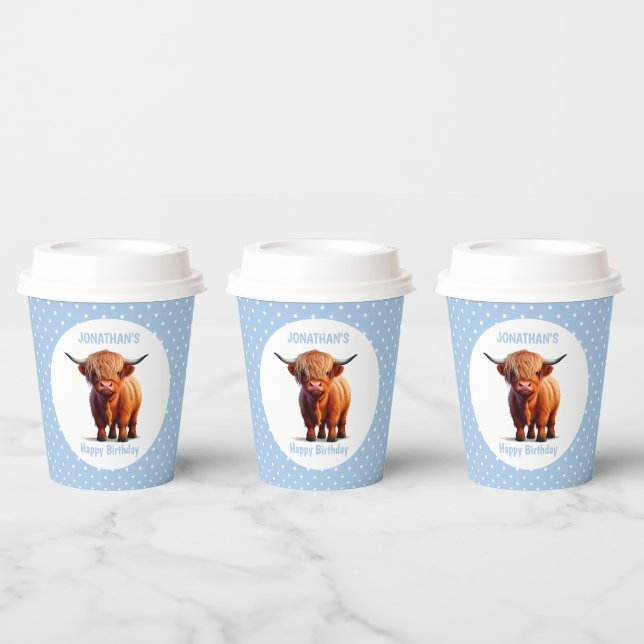 Gobelets En Papier Cow Highland BLEU (Multi)
