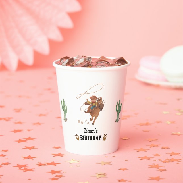 Gobelets En Papier Cowboy Anniversaire Rodeo Party (Insitu)