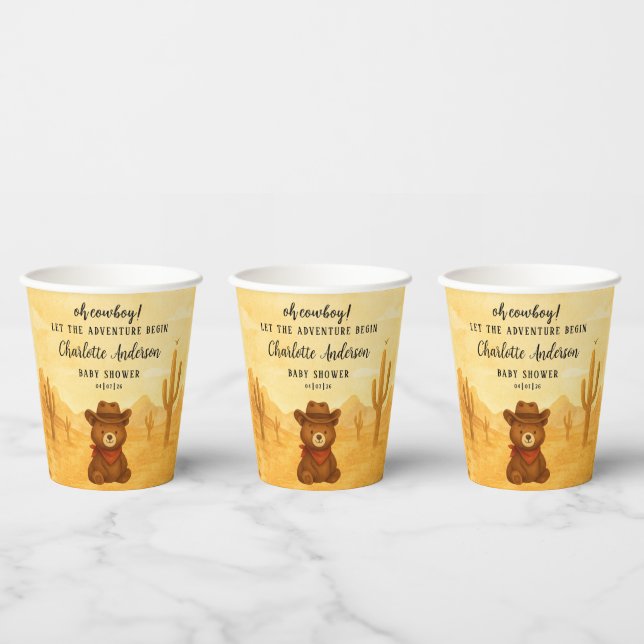 Gobelets En Papier Cowboy Baby Shower Paper Cups Rustic Style (Multi)