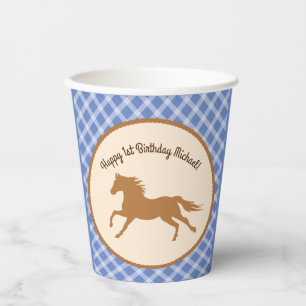 Gobelets En Papier Cowboy Horse Pony Cute Kids 1ère fête d'annivers