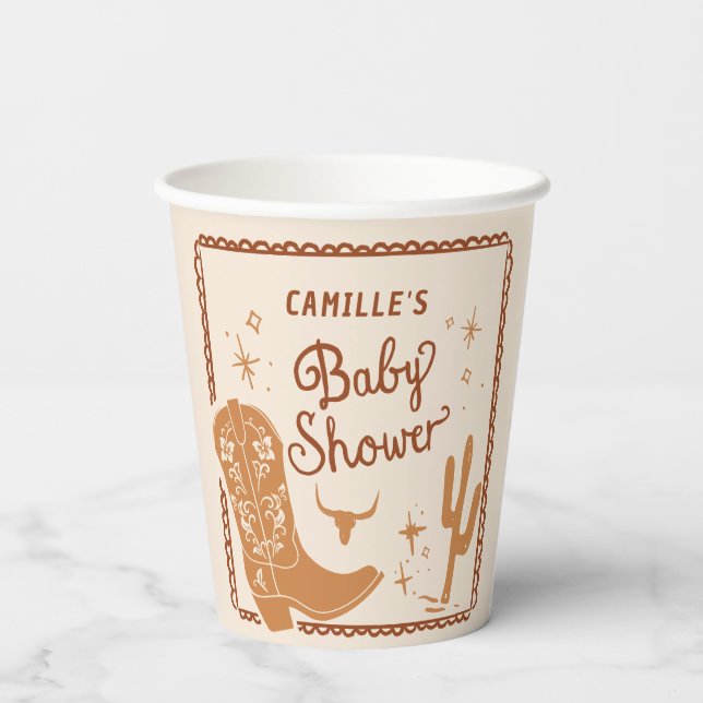 Gobelets En Papier Cowboy Western Boy Baby shower (Verso)