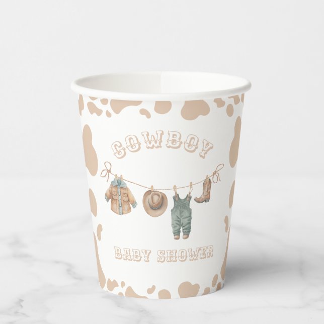 Gobelets En Papier Cowboy Western Light Brown Baby shower garçon (Gauche)