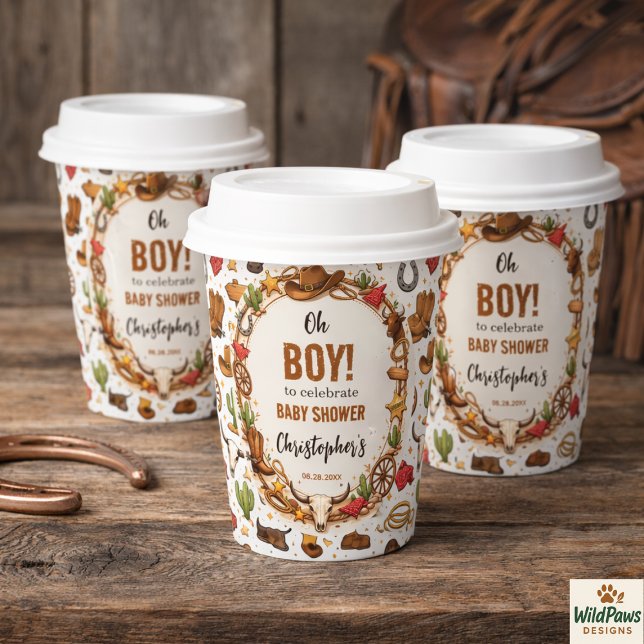 Gobelets En Papier Cowboy Wild West Rodeo Ranch | Rustic Western Baby (Cowboy Wild West Rodeo Ranch | Rustic Western Baby Paper Cups)