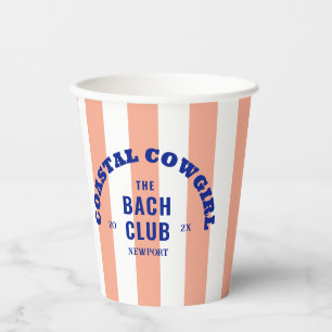Gobelets En Papier Cowgirl Côtière Le Club Bach Rose Poussiéreux Rayé