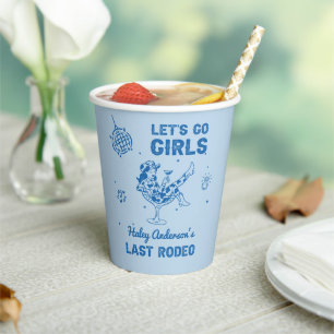 Gobelets En Papier Cowgirl de disco bleu Week-end d'enterrement de vi