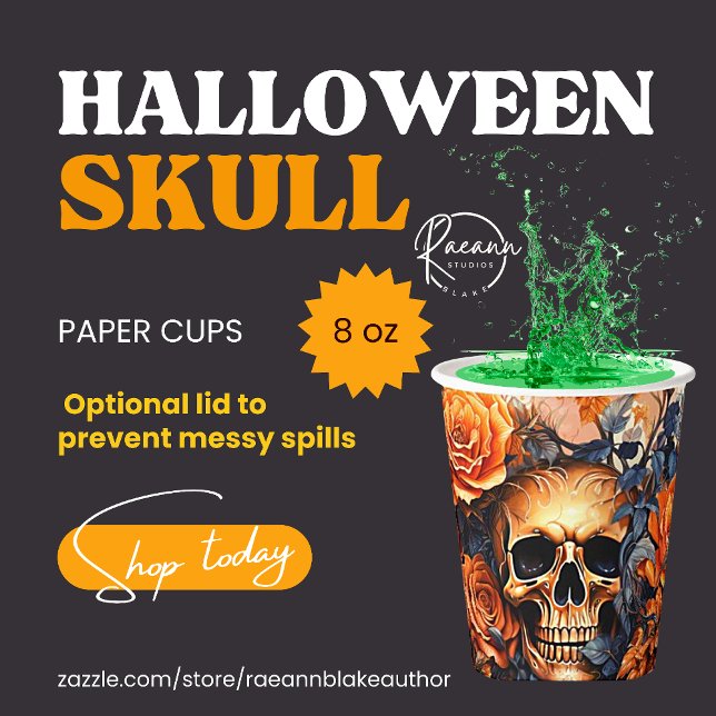 Gobelets en papier crâne d'Halloween effrayants (Créateur téléchargé)