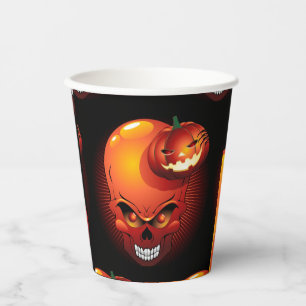 Gobelets En Papier Crâne d'Halloween et Citrouille