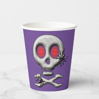 Gobelets En Papier Crâne effrayant Halloween classique avec araignées