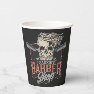 Gobelets En Papier Crâne et rasoirs de salon de coiffure personnalisé