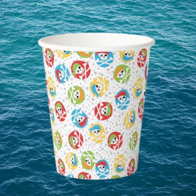 Gobelets en papier crânes colorés de pirates (Party Cups - Children's Party Cups)