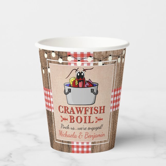 Gobelets En Papier Crawfish Boil Homard Rustic Engagement Party (Recto)