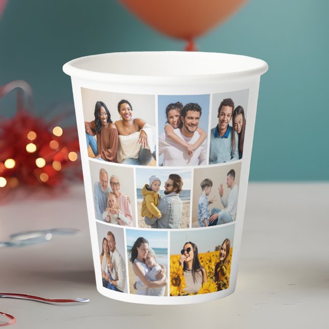Gobelets En Papier Créez vos propres 9 tasses de papier photo Collage (Créateur téléchargé)