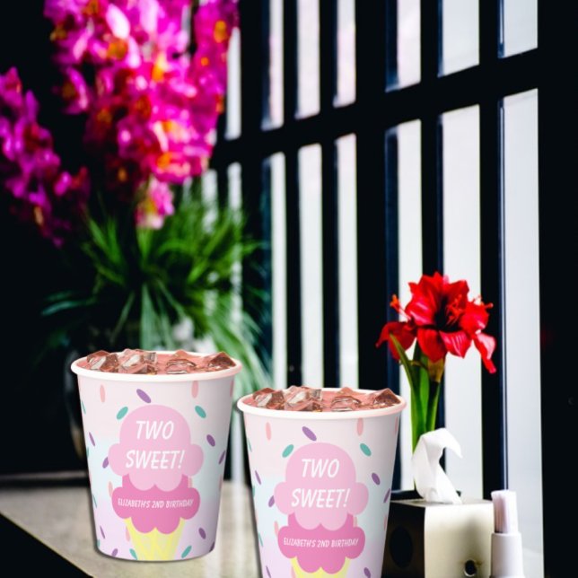 Gobelets En Papier Crème de glace 2ème anniversaire (Créateur téléchargé)
