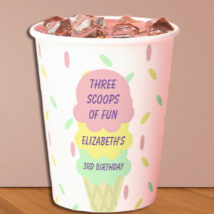 Gobelets En Papier Crème de glace 3e anniversaire
