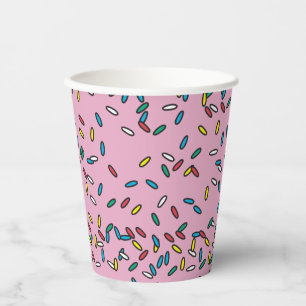 Gobelets En Papier Crème de glace rose arrosées colorées