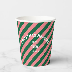 Gobelets En Papier Crème du matin de Noël Vert rose bonbon