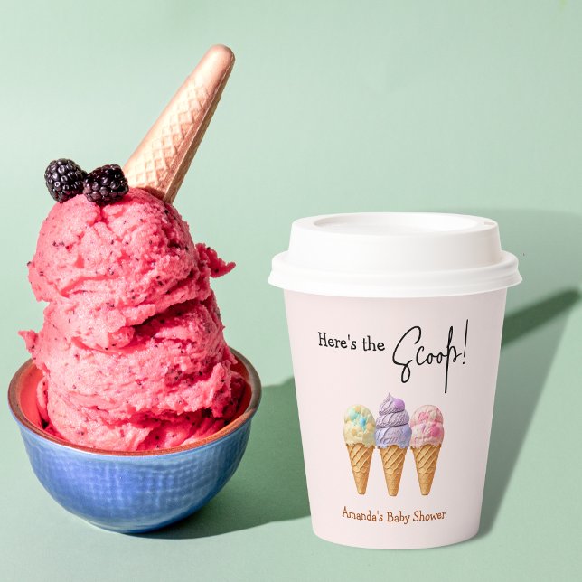 Gobelets En Papier Crème glacée douce été ici Baby shower Scoop (Créateur téléchargé)
