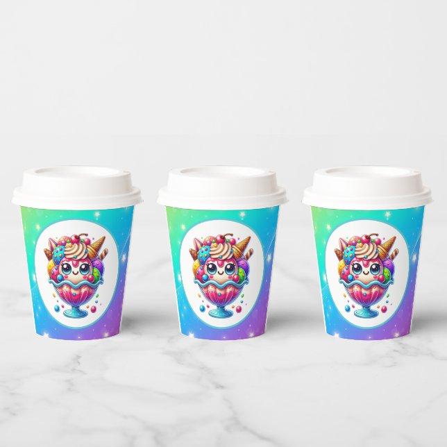 Gobelets En Papier Crème glacée mignonne toute fête (Multi)
