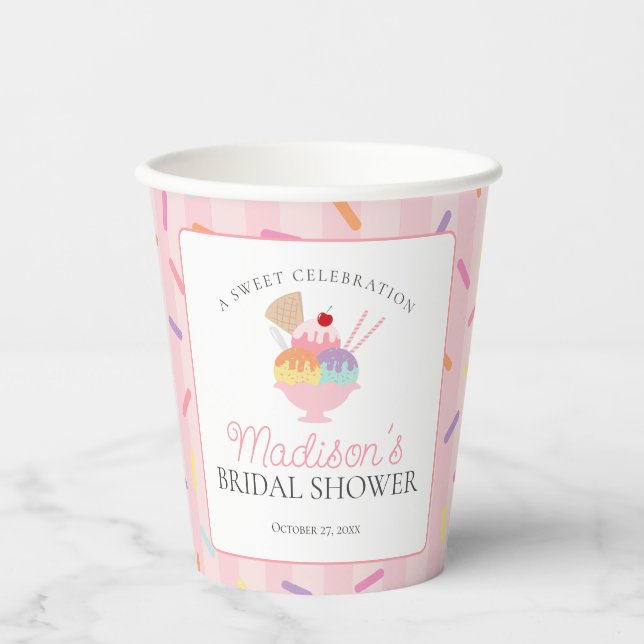 Gobelets En Papier Crème glacée Sundae Rangée Fête des mariées sucrée (Recto)
