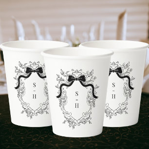 Gobelets En Papier Crest Monogramme Vintage victorien Mariage françai
