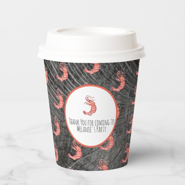 Gobelets En Papier Crevettes Aquarelle Mâle Fruits de mer Crabe Bouil (Recto)