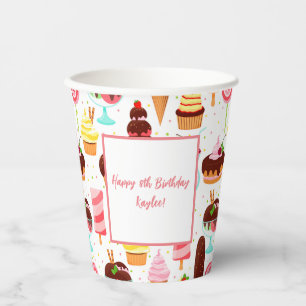 Gobelets En Papier Criez pour les filles de glace crèmes Sucrées Cute