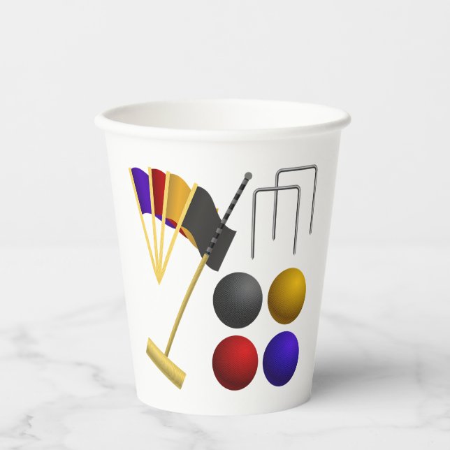 Gobelets En Papier Croquet Equipment Set Mallet Balls Hoops (Recto)