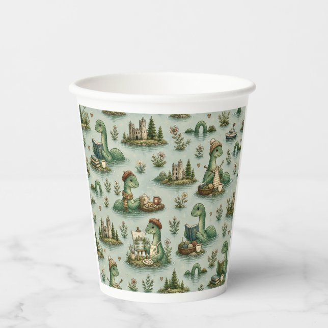Gobelets En Papier Cryptides Confortables Nessie Monstre du Loch Ness (Recto)