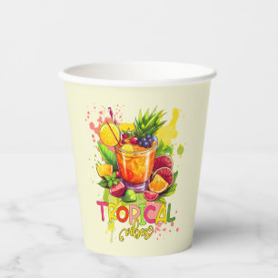 Gobelets En Papier Cubes tropicaux - Vibes d'été Aquarelle Fruits