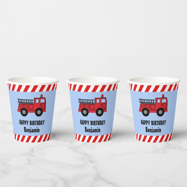 Gobelets En Papier Cups des Red Fire Truck Birthday (Multi)