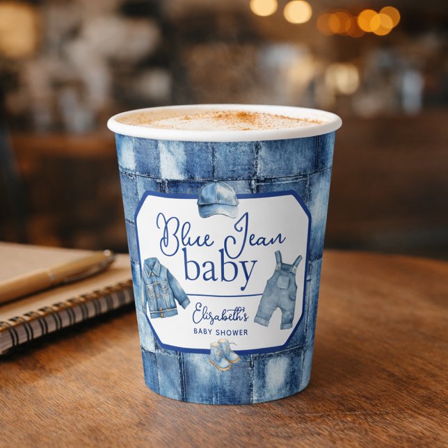 Gobelets En Papier Custom Blue Jean Baby Denim Baby shower à thème (Custom Blue Jean Baby Denim Themed Baby Shower Paper Cups
)