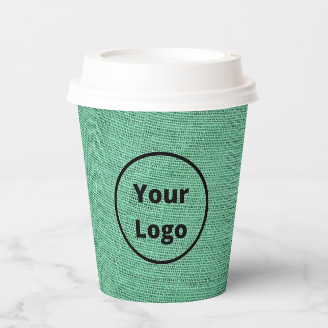 Gobelets En Papier Custom logo green burlap (Recto)