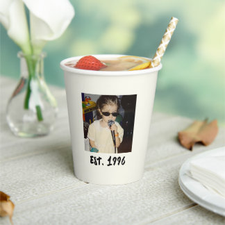 Gobelets En Papier Custom Vintage Birthday Photo Cups with Est Year