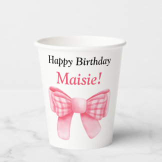 Gobelets En Papier Customizable Happy Birthday Bow Paper Cup
