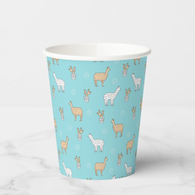 Gobelets En Papier Cute Alpaca Llama Cactus Motif (Gauche)
